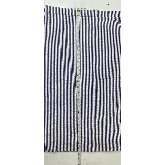 J. Crew Knee Length Pencil Skirt Blue White Seersucker Striped Preppy Summer 2 - Picture 8 of 10